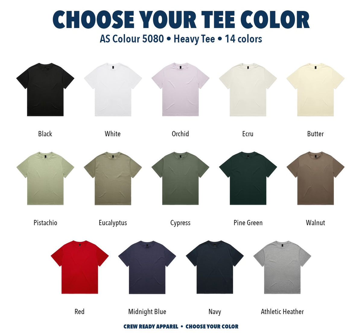 AS Colour Heavy Tee color chart