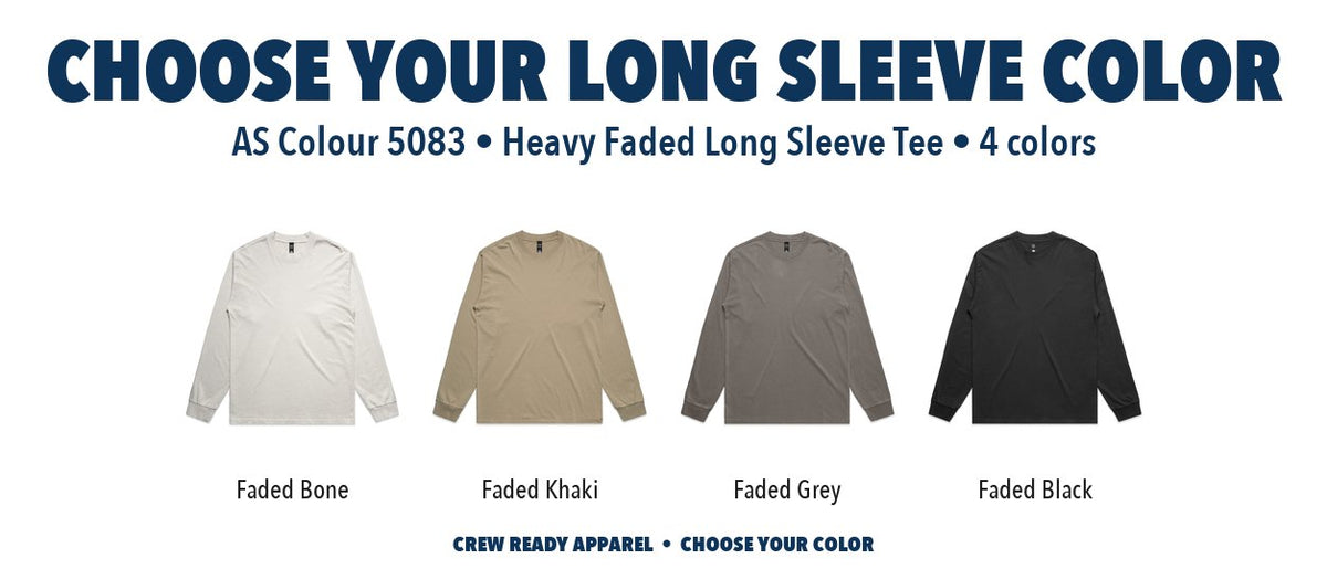 AS Colour Heavy Faded Long Sleeve Tee color chart