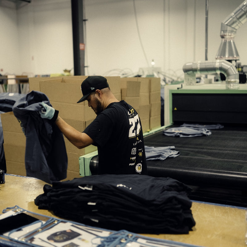 Fresh off the press, into the dryer, in our Charlotte shop