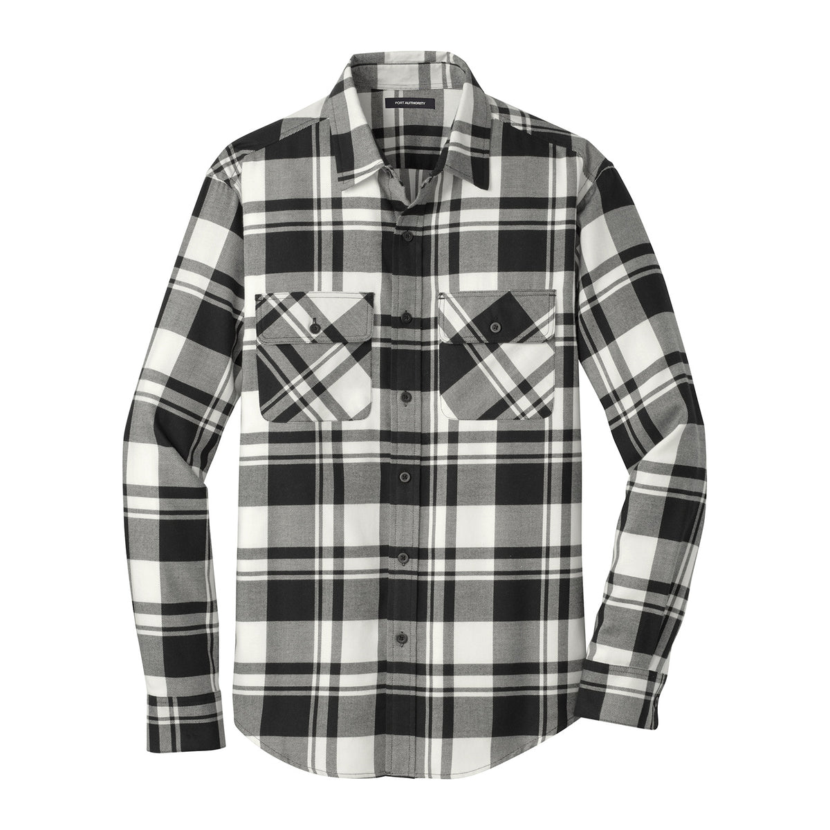 Port Authority W668 Plaid Flannel Shirt in Snow White Black