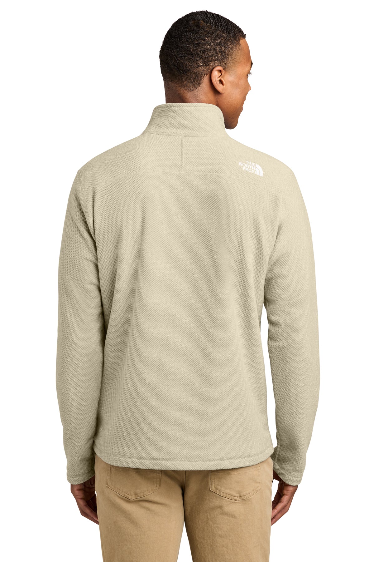 The North Face Textured Pine Grove Half-Zip in Gravel Heather, back view