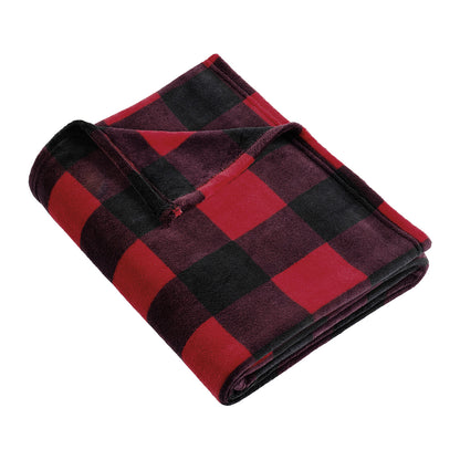 Port Authority BP31 Ultra Plush Blanket in Buffalo Plaid, folded