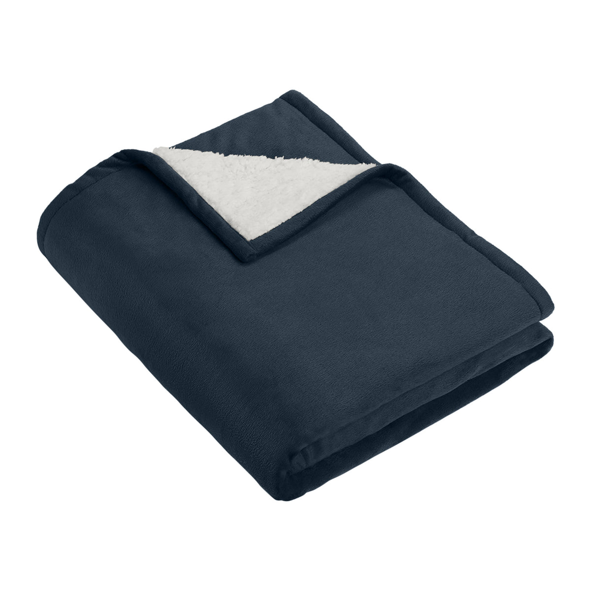 Port Authority BP40 Mountain Lodge Blanket in Navy Eclipse, folded with the reverse side showing