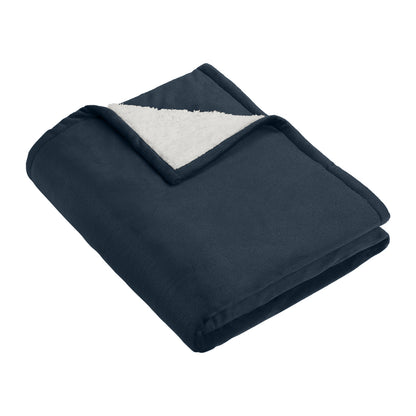 Port Authority BP40 Mountain Lodge Blanket in Navy Eclipse, folded with the reverse side showing