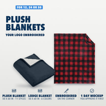 Plush Blankets gift kit: Port Authority blankets with your logo embroidered on the corner