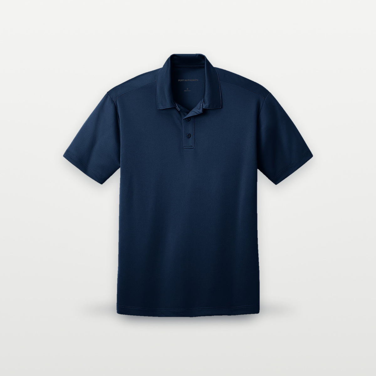 Front of a plain navy Port Authority Silk Touch Performance Polo K540