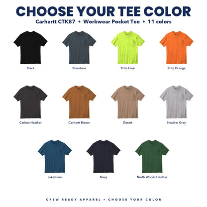 Carhartt CTK87 color guide showing all 11 colors