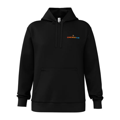 Independent Trading Co. SS4500 midweight hoodie in black with a company logo printed on the left chest
