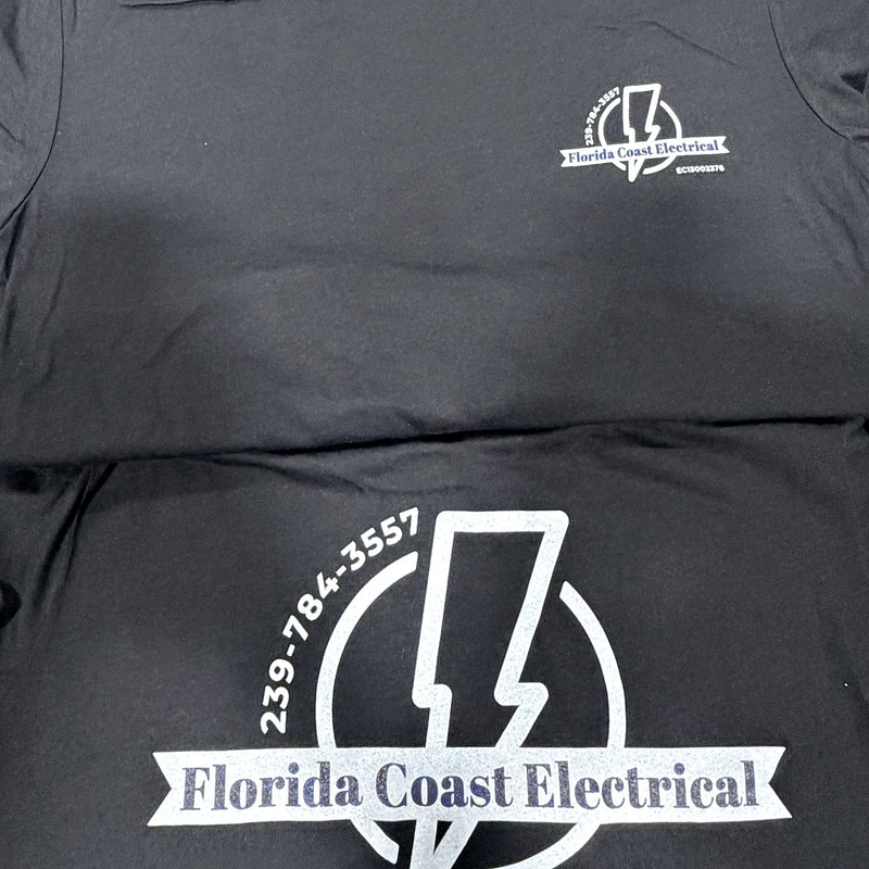 Electrician tees, front and back