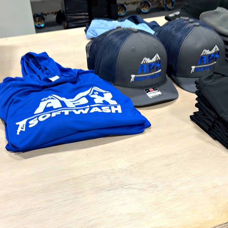 Soft wash hooded tees and caps