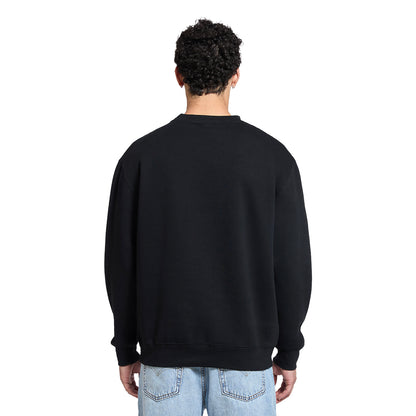 Lane Seven Premium Crewneck Sweatshirt in Black, worn, back