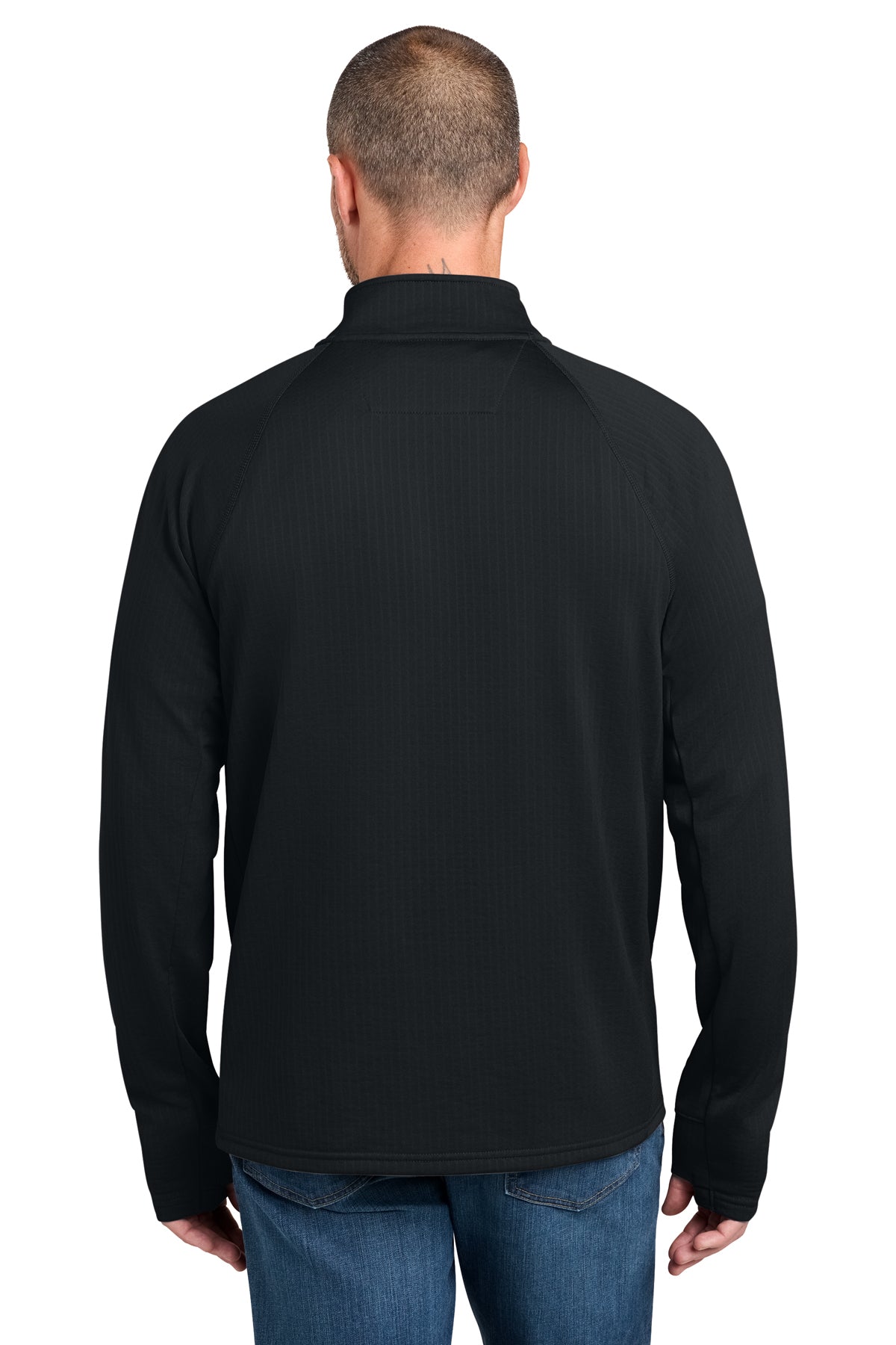 Carhartt Force Half-Zip Grid Fleece in Black, back view