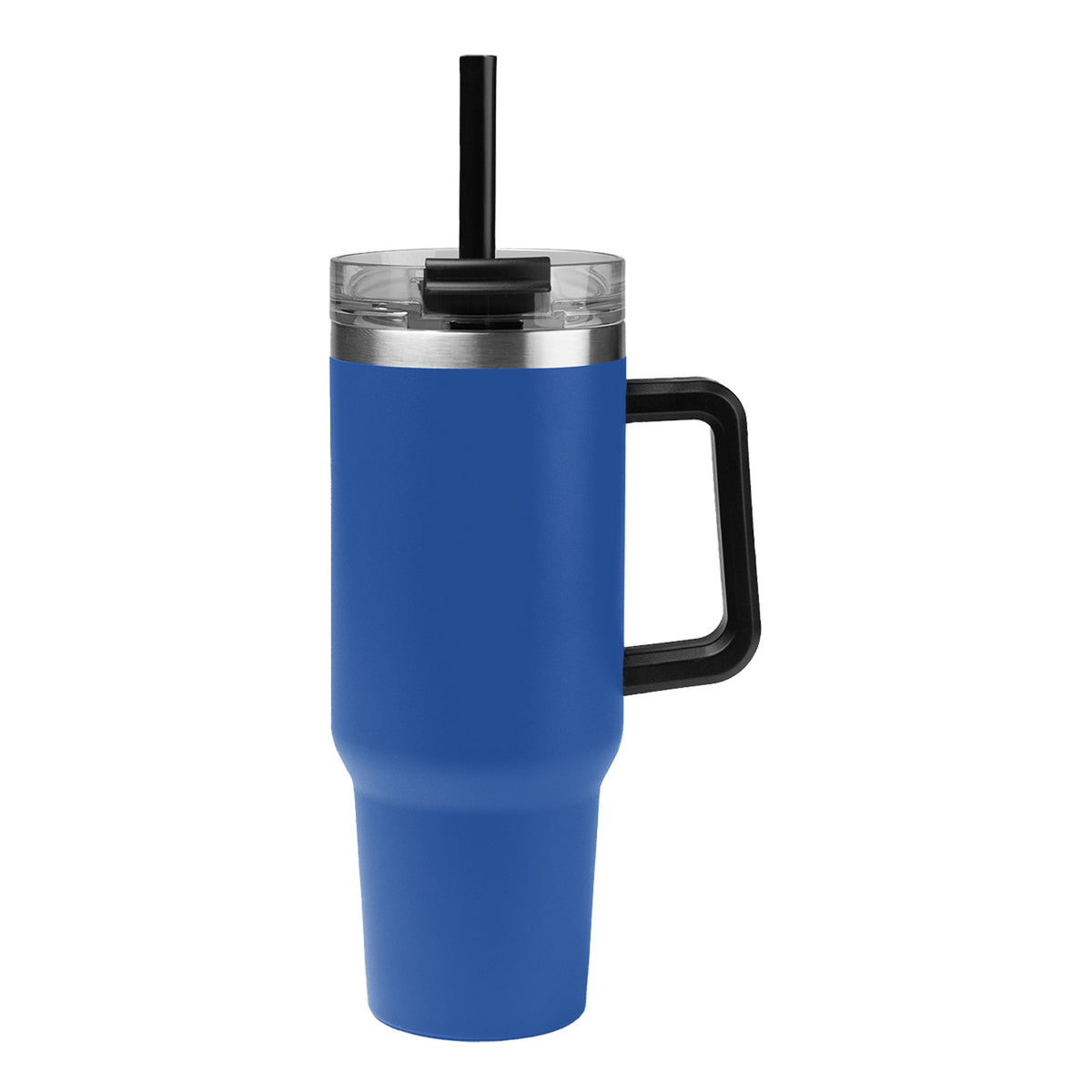 40 oz Intrepid stainless steel tumbler with handle and straw in Blue