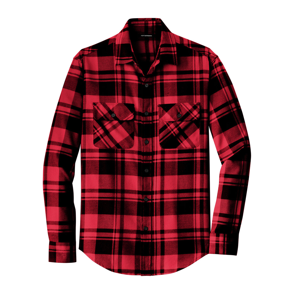 Port Authority W668 Plaid Flannel Shirt in Engine Red Black