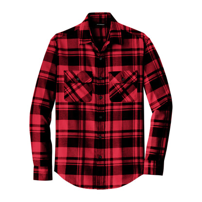 Port Authority W668 Plaid Flannel Shirt in Engine Red Black