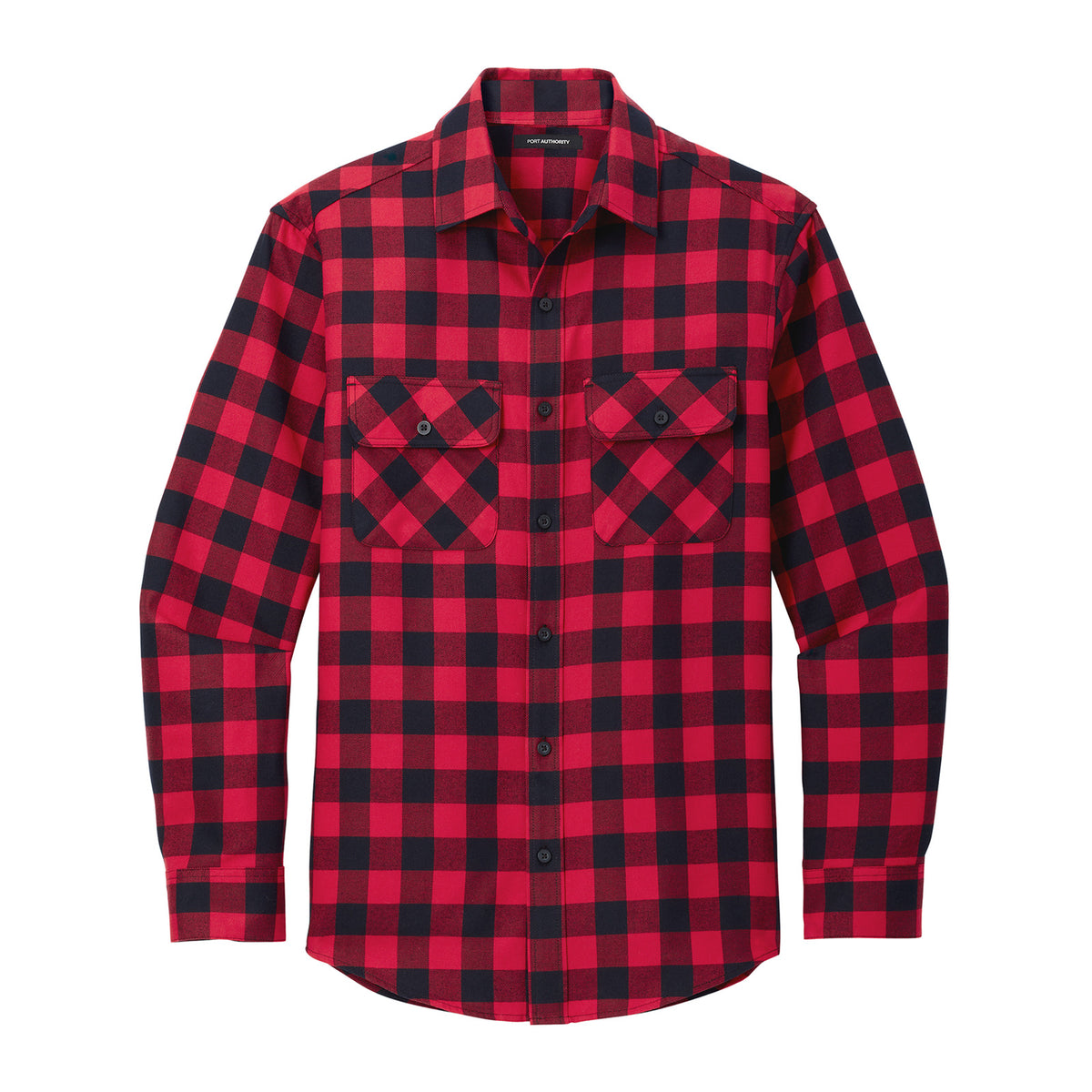 Port Authority W668 Plaid Flannel Shirt in Red Black Buffalo Check