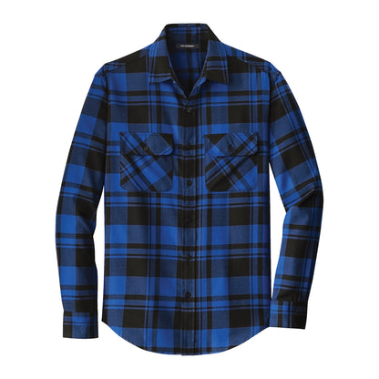 Port Authority W668 Plaid Flannel Shirt in Royal Black