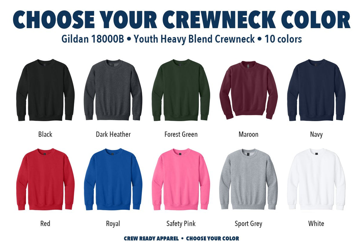 Gildan Youth Heavy Blend Crewneck color chart