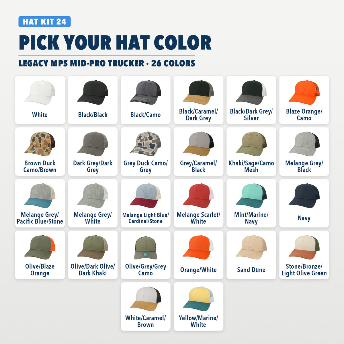 Legacy MPS hat colors, 26 colors