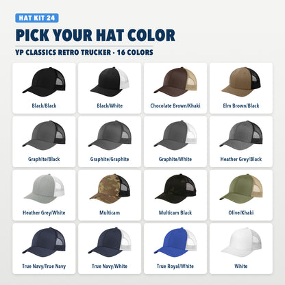 YP Classics Retro Trucker hat colors, 16 colors