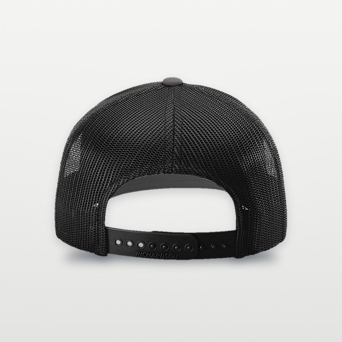 Richardson 112 trucker hat in Charcoal/Black, back