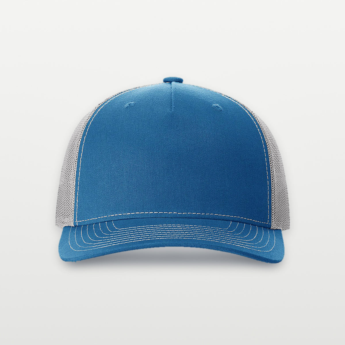 Richardson 112FP trucker hat in Cobalt Blue/Grey, front