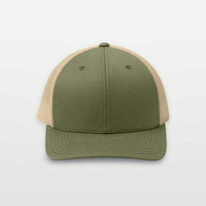 YP Classics Retro Trucker hat in Olive/Khaki, front