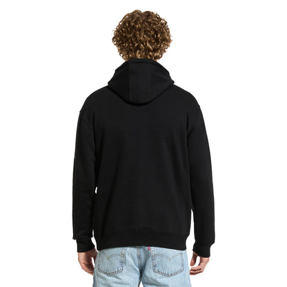Lane Seven Premium Pullover Hoodie in Black, worn, back