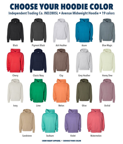 Independent Trading Co. Avenue Midweight Hoodie color chart