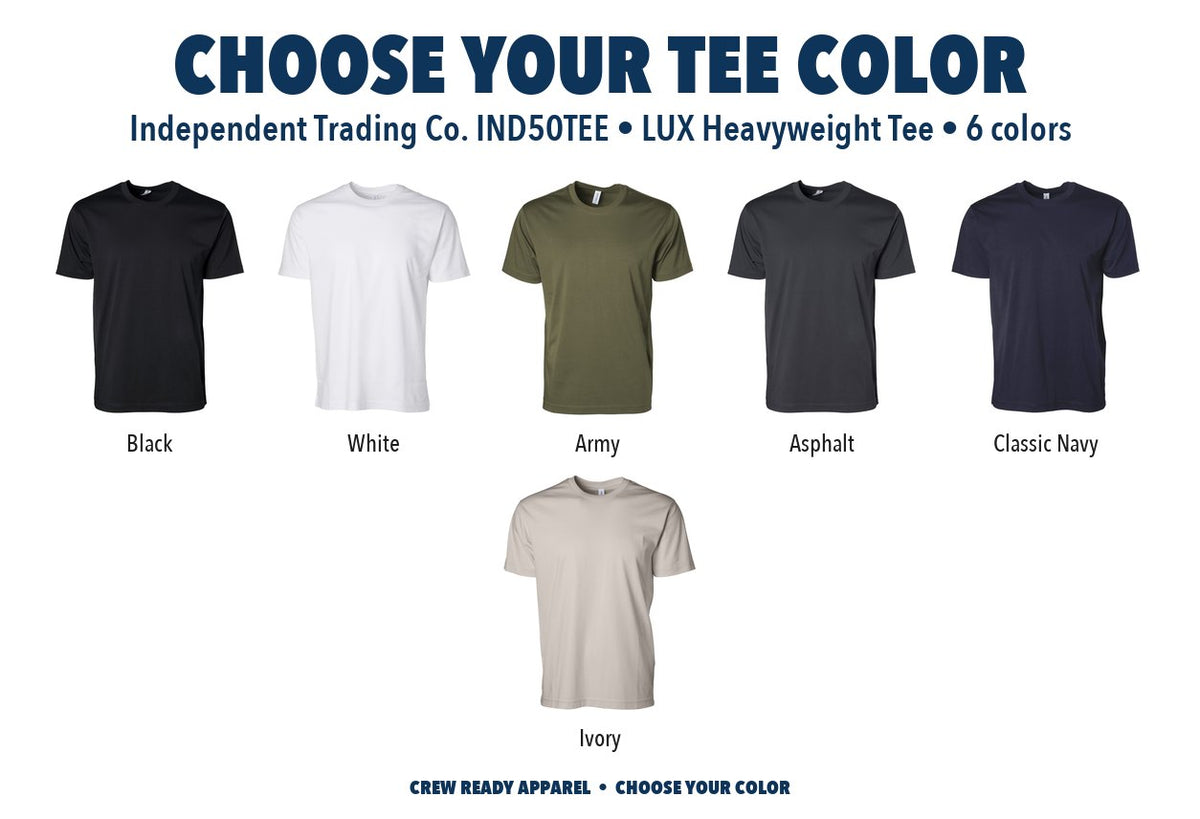 Independent Trading Co. LUX Heavyweight Tee color chart