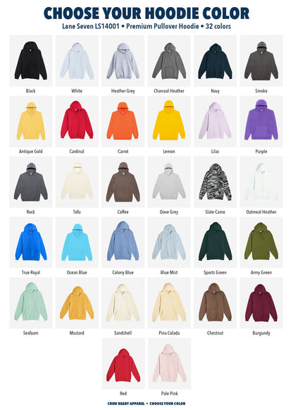 Lane Seven Premium Pullover Hoodie color chart