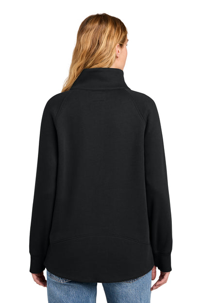 New Era Women's Heritage Fleece Half-Zip in Black, back view