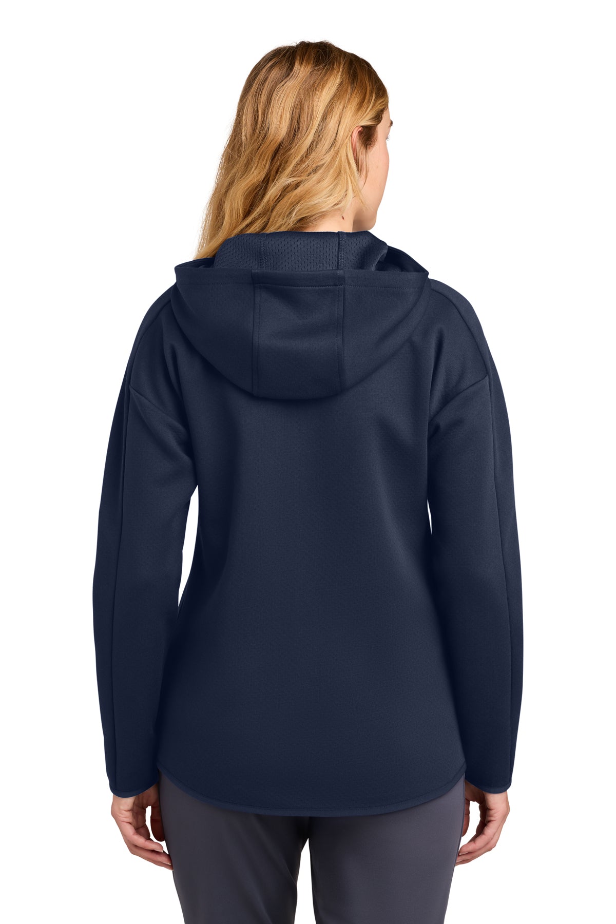 New Era Women's Double Back Full-Zip Hoodie in True Navy, back view