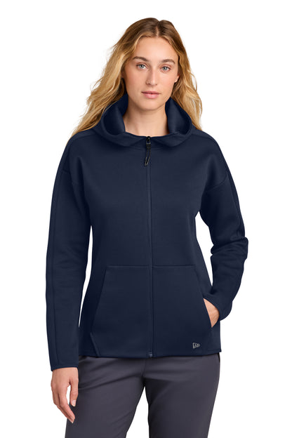 New Era Women's Double Back Full-Zip Hoodie in True Navy, front view