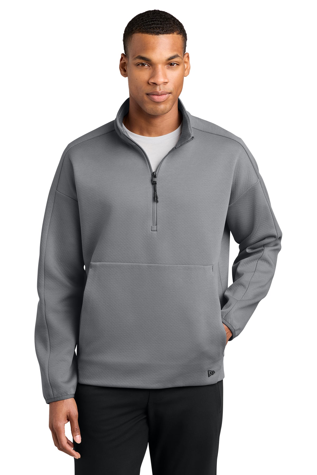 New Era Double Back Quarter-Zip in Shadow Grey, front view