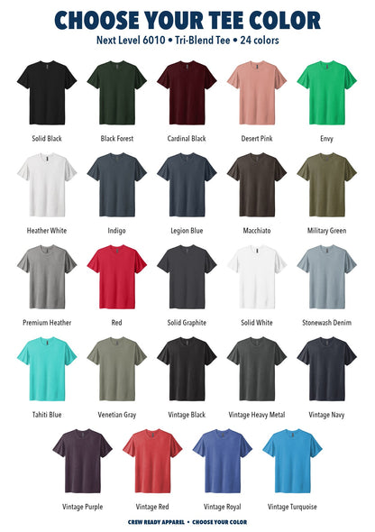 Next Level Tri-Blend Tee color chart