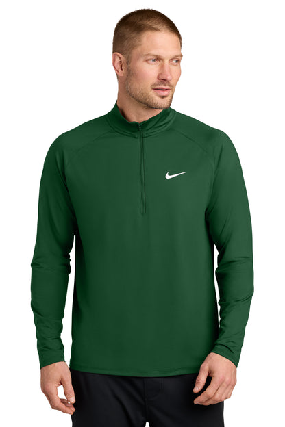 Nike Dri-FIT Stride Half-Zip in Dark Green, front view