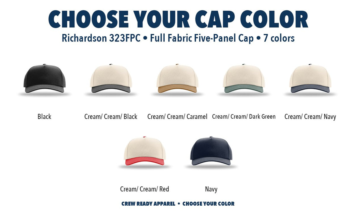 Richardson Full Fabric Five-Panel Cap color chart
