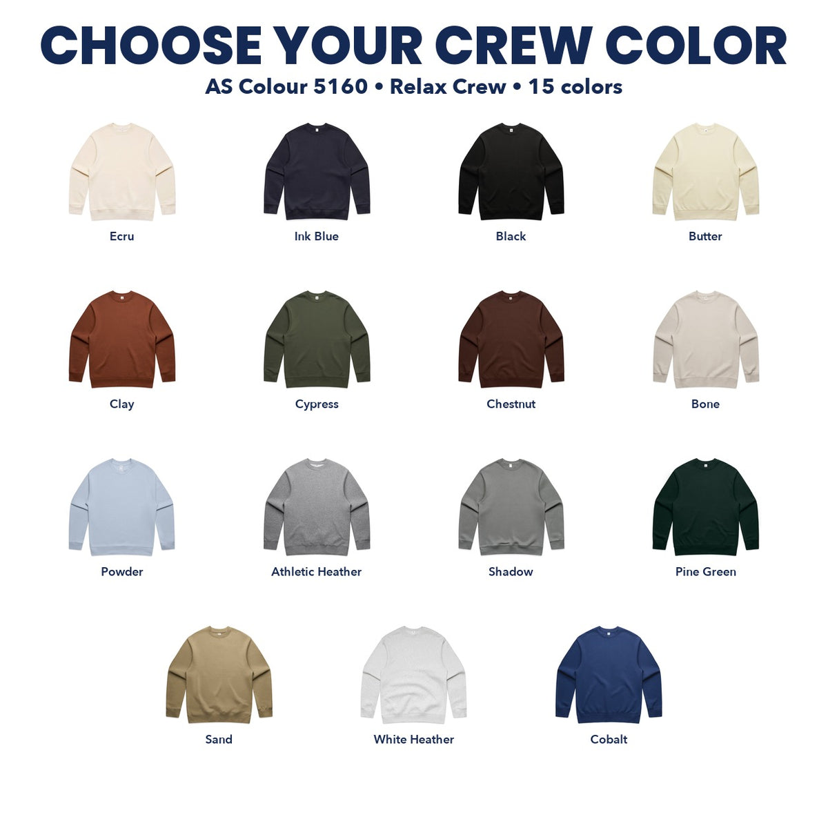 AS Colour Relax Crew color chart