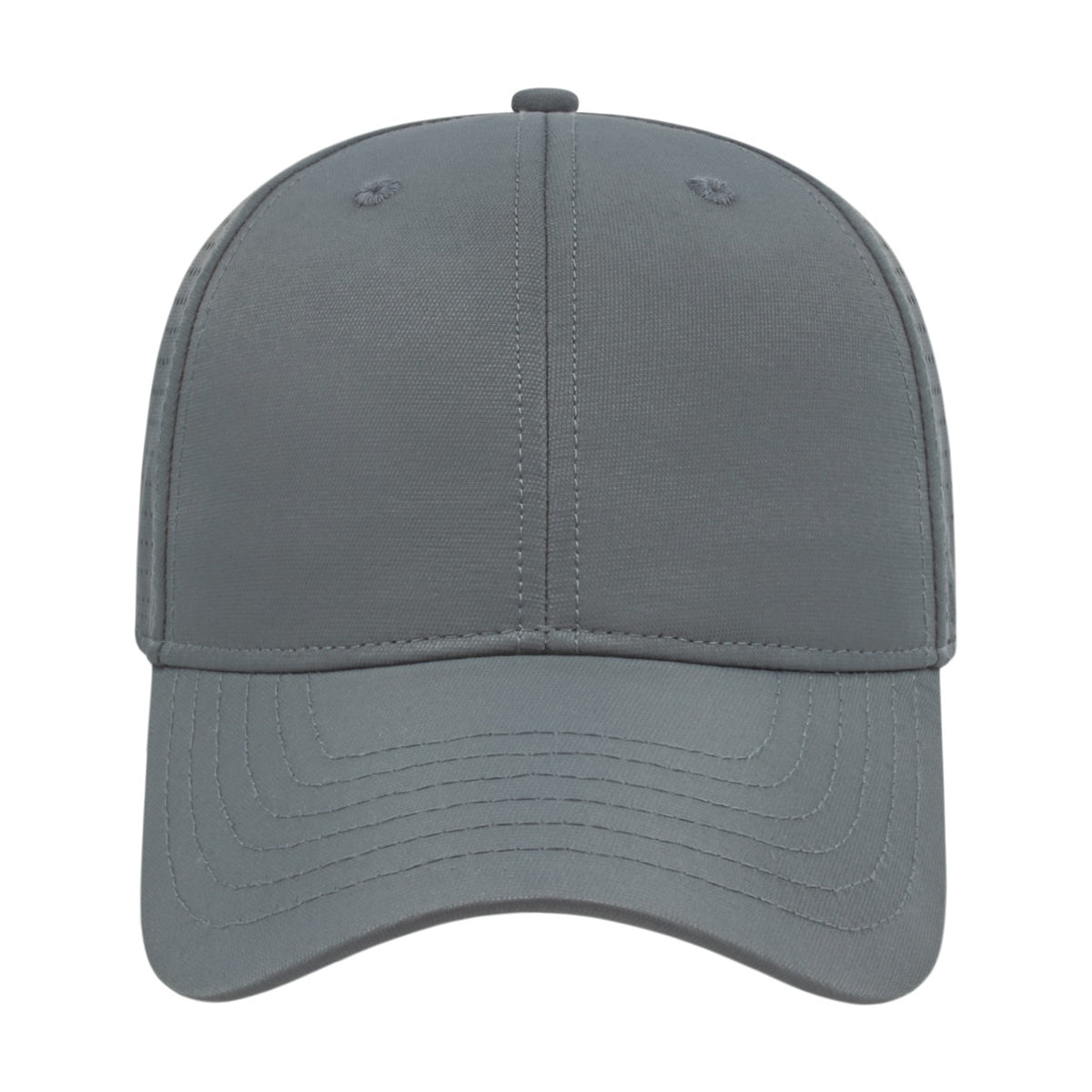 Blank gray Cap America i7038 Perforated Polyester Cap, front view