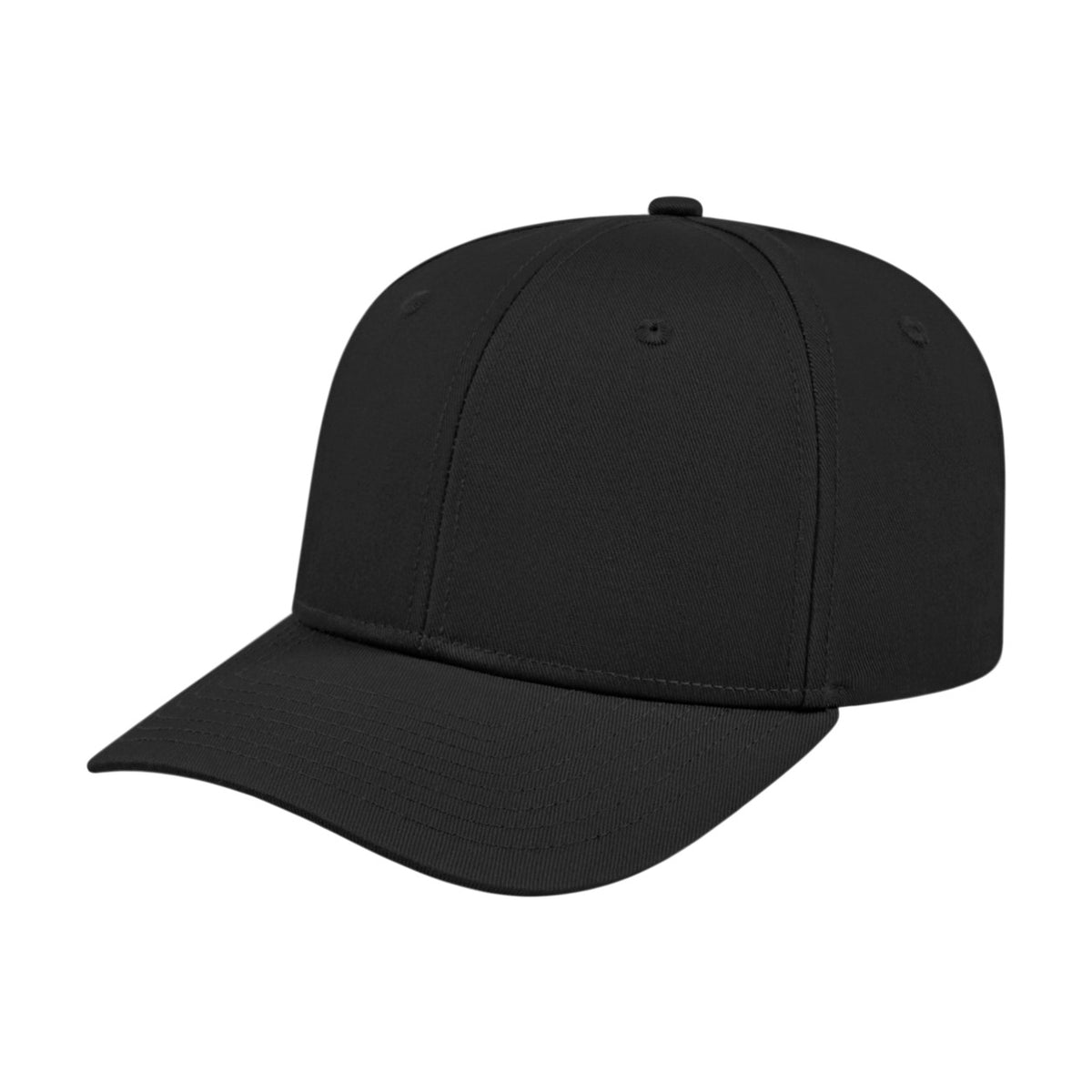 Blank black Cap America i8505 snapback cap, three-quarter side view