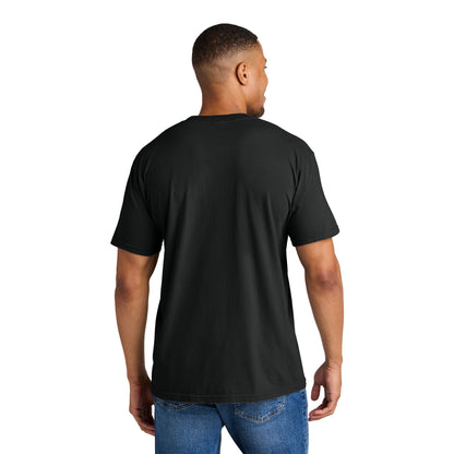 Man wearing a black Comfort Colors 1717 heavyweight ring spun tee, back view