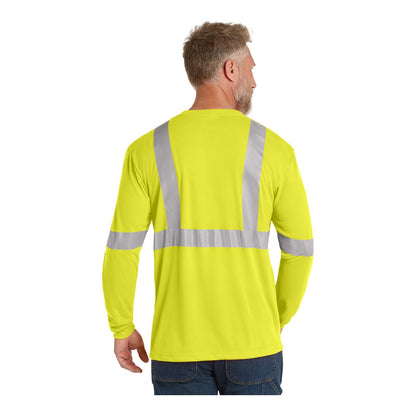 Back of a safety yellow CornerStone CS401LS Class 2 long sleeve safety tee with silver reflective tape