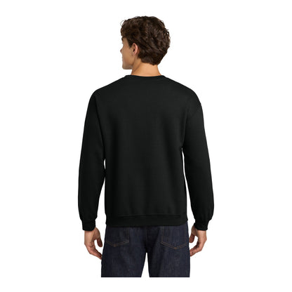 Back of a black Gildan 18000 heavy blend crewneck sweatshirt