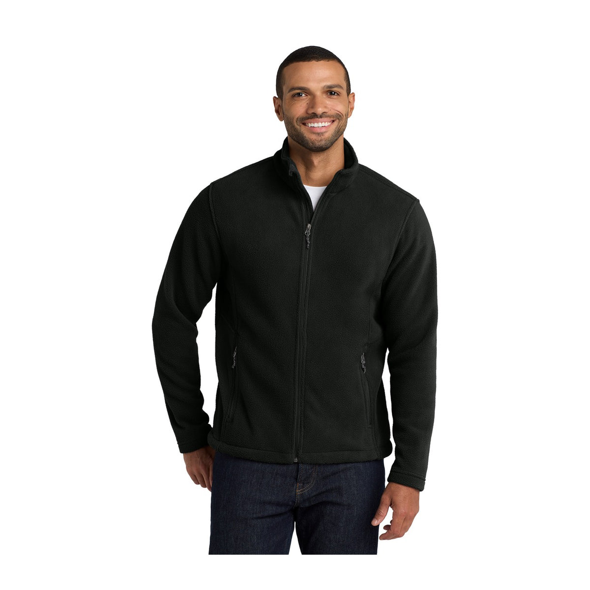 Port Authority F217 Value Fleece Jacket in Black with an embroidered logo