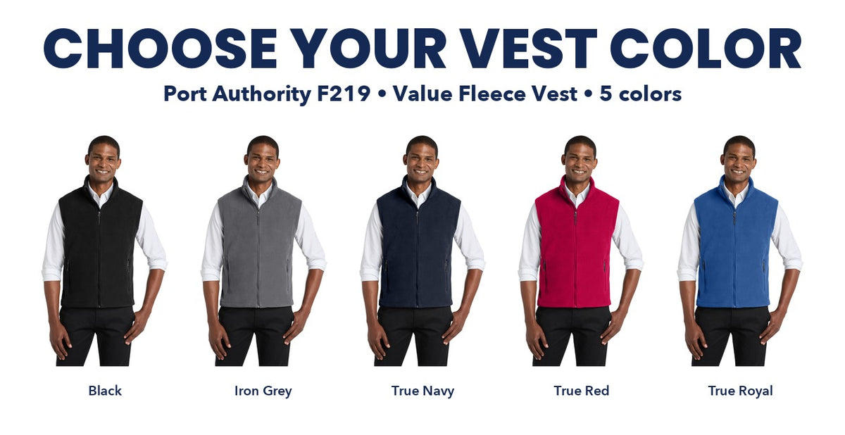 Port Authority F219 Value Fleece Vest color chart, five colors