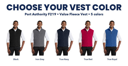 Port Authority F219 Value Fleece Vest color chart, five colors