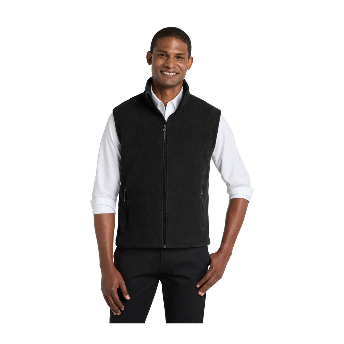 Port Authority F219 Value Fleece Vest in Black with an embroidered logo