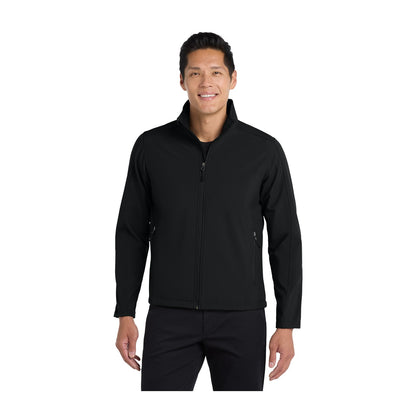 Port Authority J317 Core Soft Shell Jacket in Black with an embroidered logo