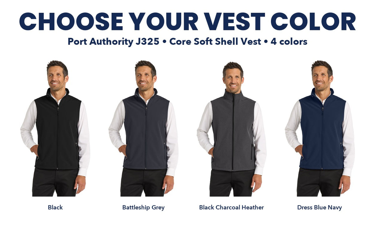 Port Authority J325 Core Soft Shell Vest color chart, four colors